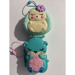 Polly Pocket Bundle Hedgehog Cafe & Otter Aquarium Compact Complete w All Pieces
